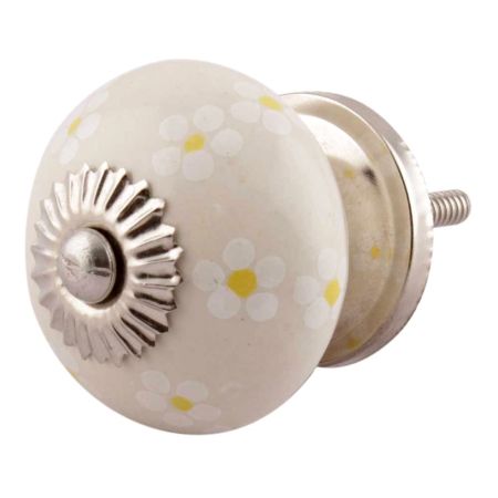 Cream Tiny Flower Ceramic Wardrobe Knobs